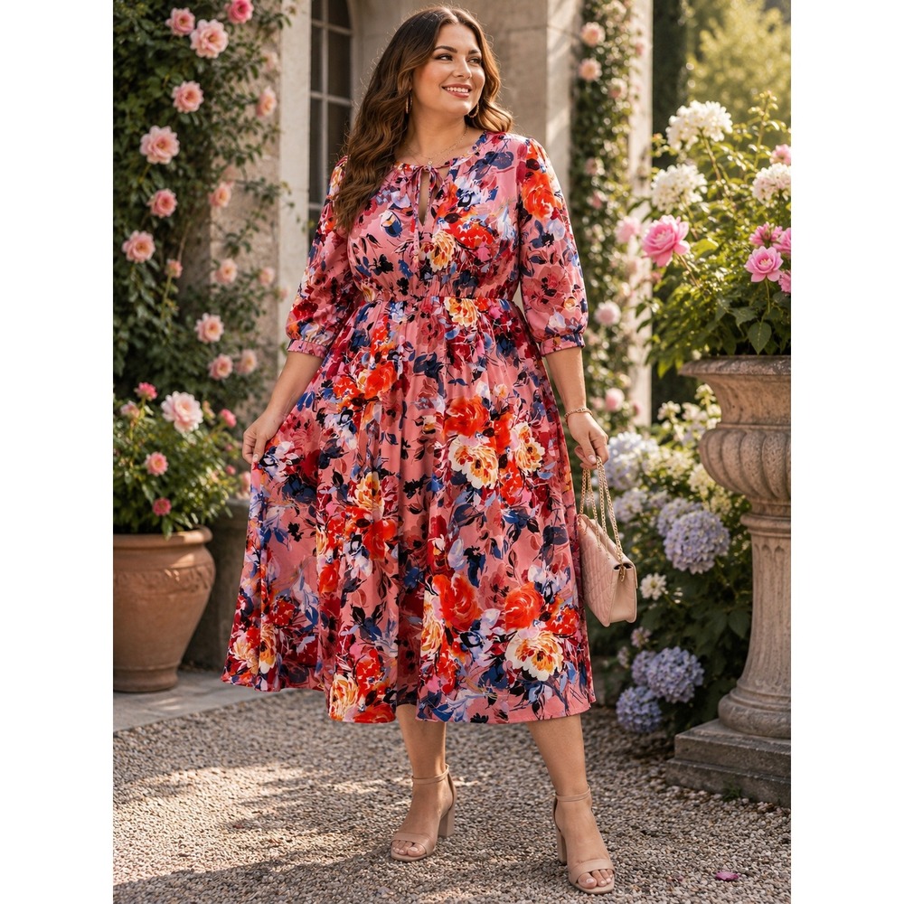 NWT Torrid Floral Pink Midi Dress Boho Cottagecore Feminine Wedding Party‎ Sz 1X